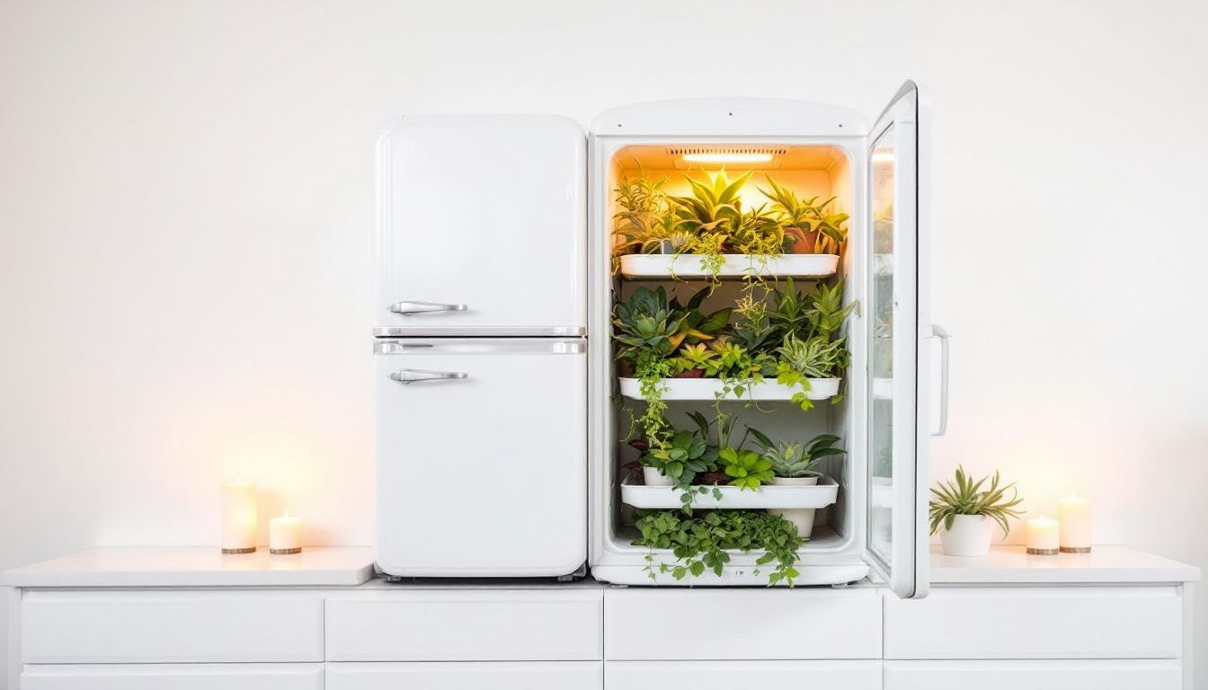 An old fridge freezer being reused in a creative way.